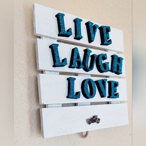 Live Laugh Love Wall Decor in Blue and White